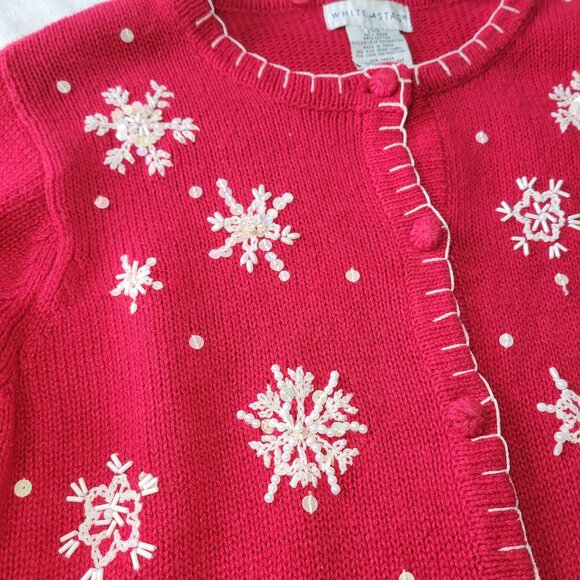 Upscale Red Snowflake Design Christmas Sweater -Size Large - Picture 7 of 7